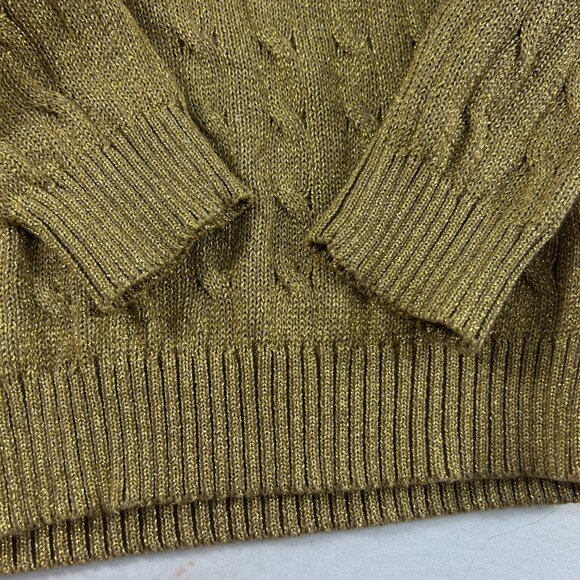 Ralph Lauren LRL Womens Sweater Size Large Gold Metallic Holiday Party Christmas - Picture 5 of 7